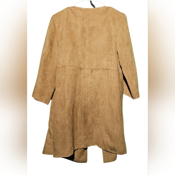 H&M Tan Suede Size 8 Jacket PTP 20 Length 33 - Picture 3 of 4